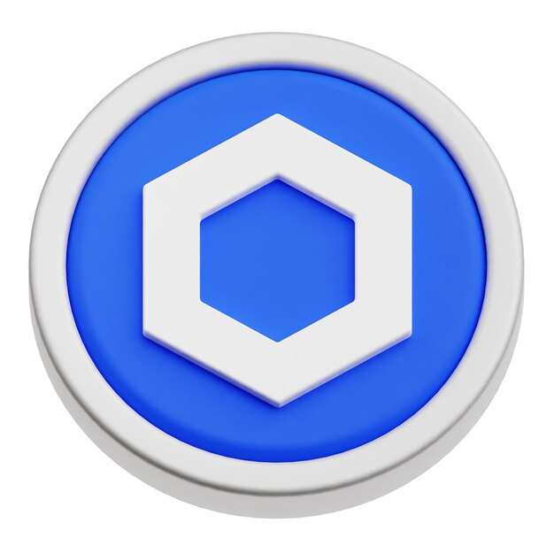 chainlink crypto token 3d icon isolated on the white background