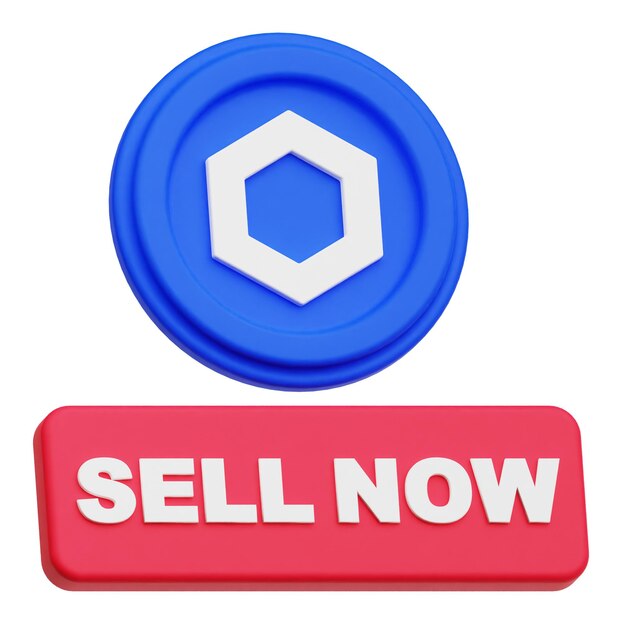chainlink crypto token 3d icon isolated on the white background