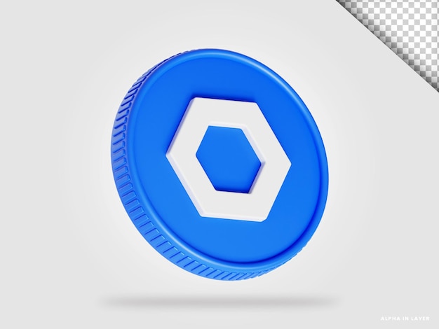 Chainlink link cryptocurrency munt 3d-rendering geïsoleerd