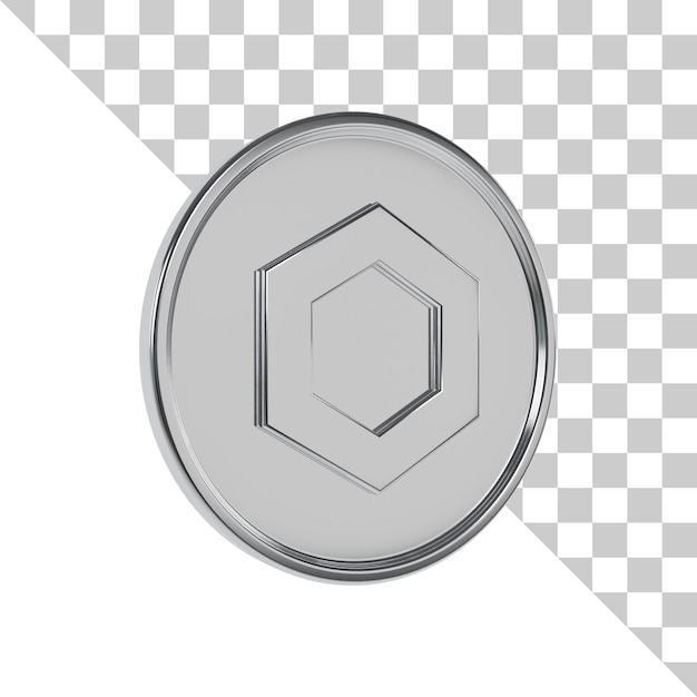 PSD chainlink silver coin 3d icon