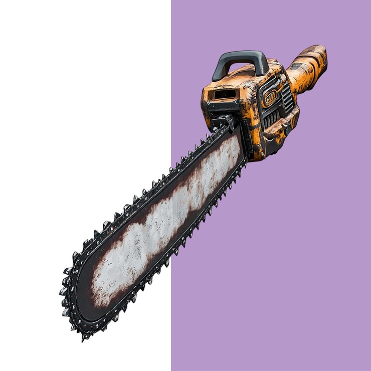 PSD chainsaw isolated on a white background no shadow png file with a transparent background png