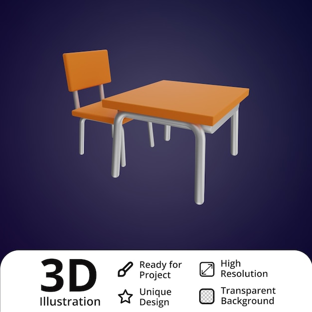 Стул и стол 3d иллюстрация