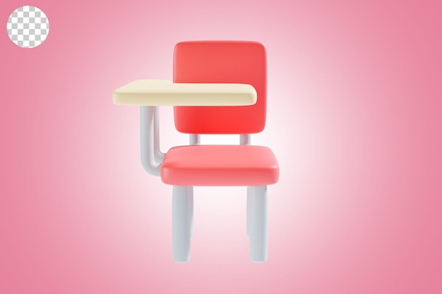 PSD sedia torna a scuola icona 3d rendering con tema rosso