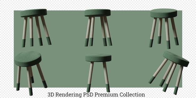 PSD mobili per sedie set rendering 3d