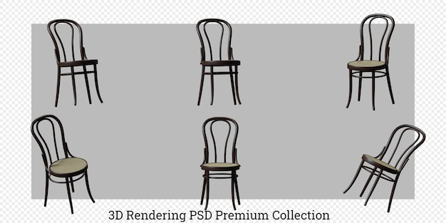 PSD Комплект мебели для стула 3d рендеринг