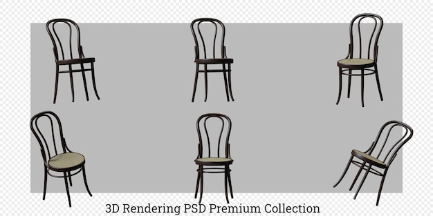 Chair furniture set 3d rendering