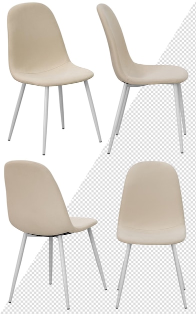PSD sedie per casa o caffè elemento dell'interno isolato dallo sfondo in diverse angole