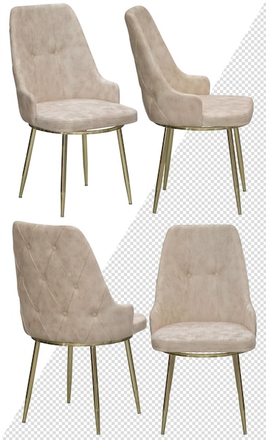 Chair for home or cafe interior element isolated from the background from different angles