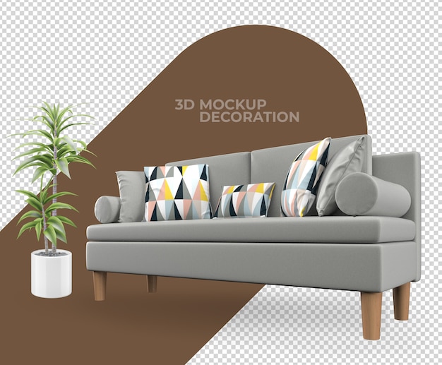 Mockup di decorazione d'interni del divano della sedia