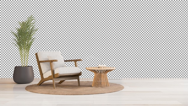 a chair and a table in a room