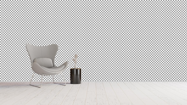 a chair and a vase on a wooden floor
