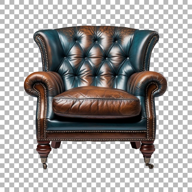 A chair with a brown leather back and a black leather back