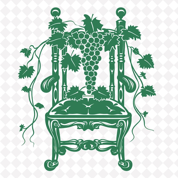 PSD a chair with grapes on the top and a green background