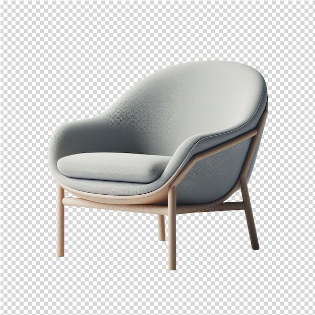PSD una sedia con un sedile grigio e una gamba di legno