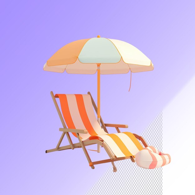 PSD a chair with an umbrella that says  beach  on it