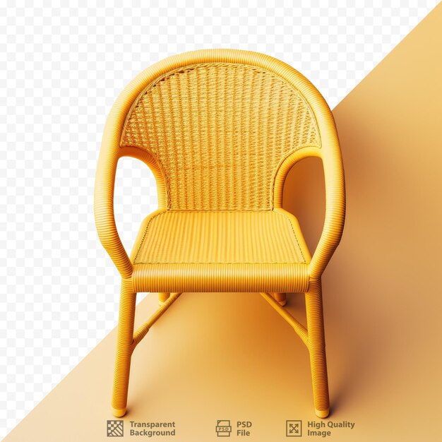 PSD a chair with a wicker chair and a yellow background.