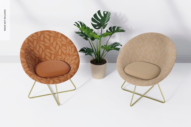 Chairs with Metallic Legs Mockup, High Angle View