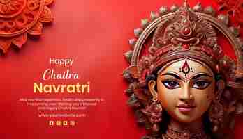 PSD chaitra navratri concept goddess durga unique sculpture on red texture background