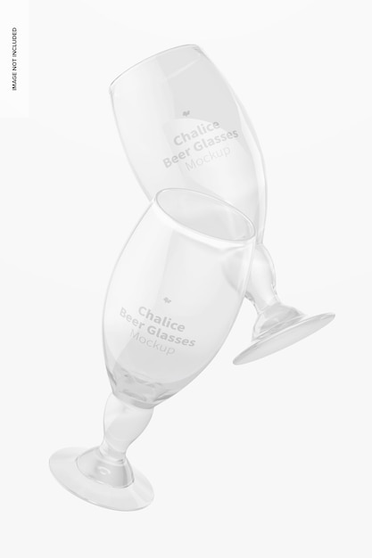 Chalice beer glass mockup, floating