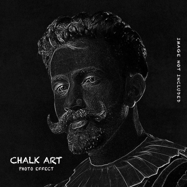 Chalk art photo effect template