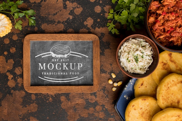 chalkboard mock-up and delicious food