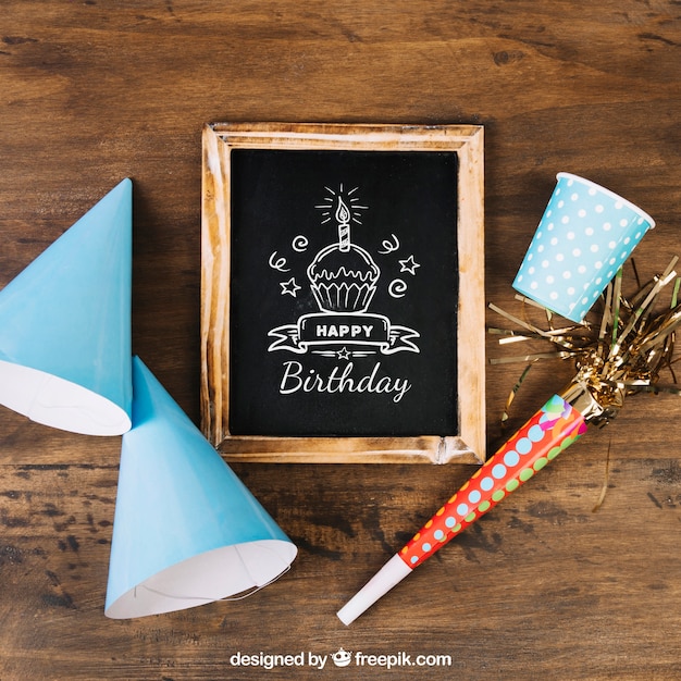 Chalkboard mockup with birthday design