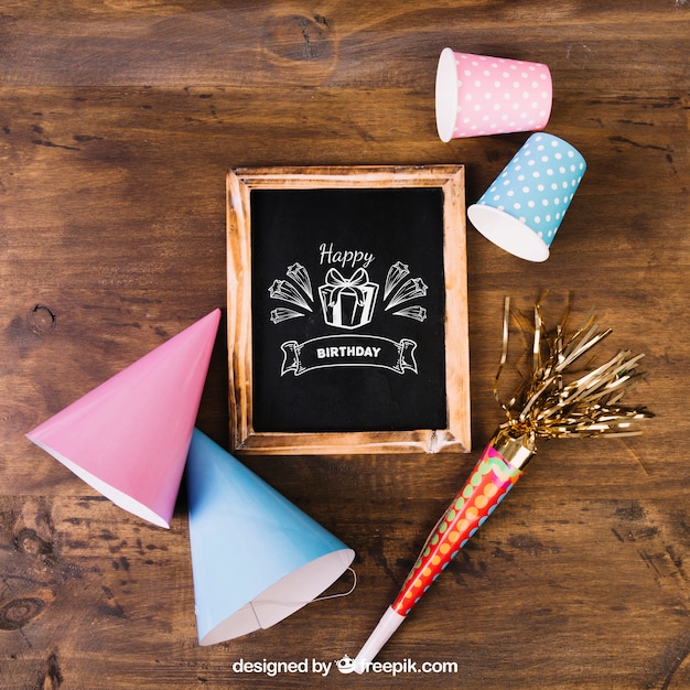 Chalkboard mockup with birthday design