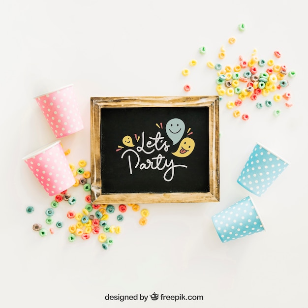 Chalkboard mockup with birthday design