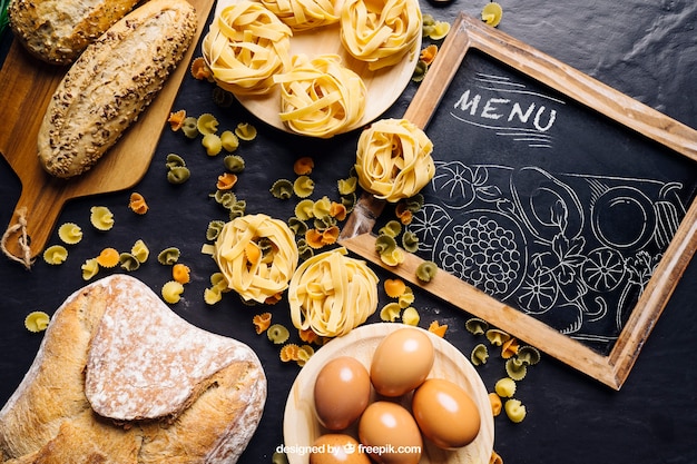 Chalkboard mockup with pizza design