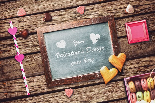 Mockup di lavagna con il disegno di san valentino