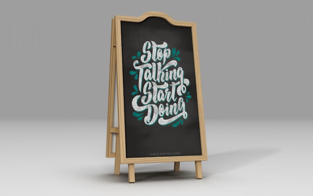 Chalkboard sign on white