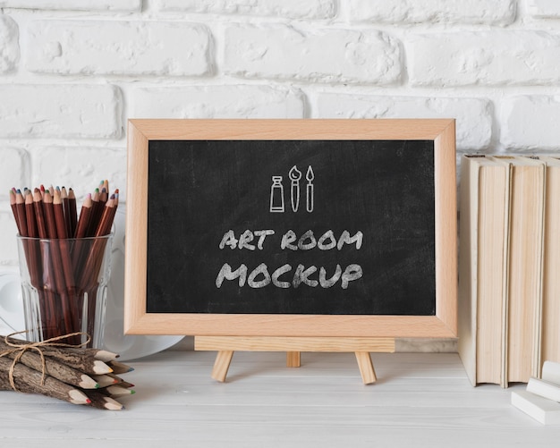 PSD chalkboard with message on desk