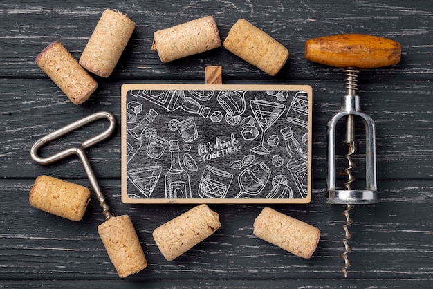 PSD chalkboard with wine stoppers