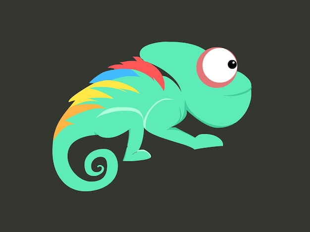 PSD a chameleon with a colorful head and a big smile on its face.