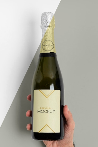 PSD champagne bottle mock-up front view