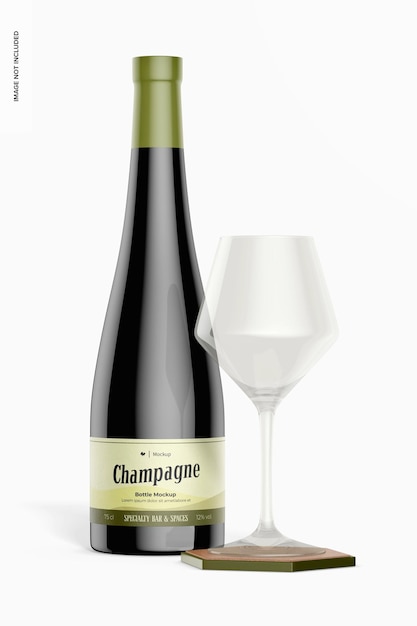 Champagne Bottle Mockup with Cup