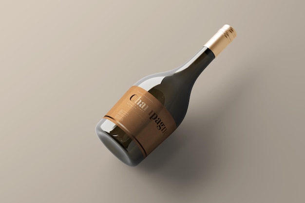 Mockup di bottiglia di champagne