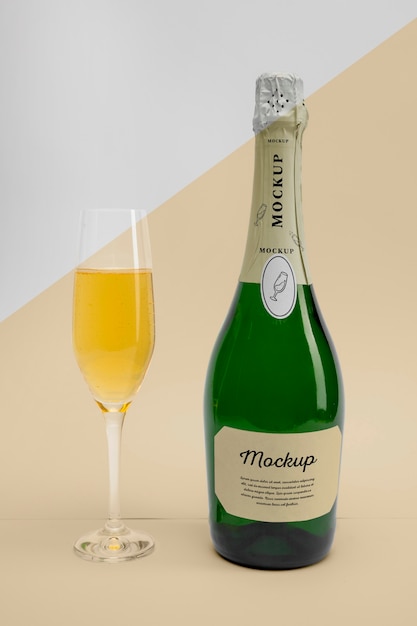 Champagne bottle with mock-up
