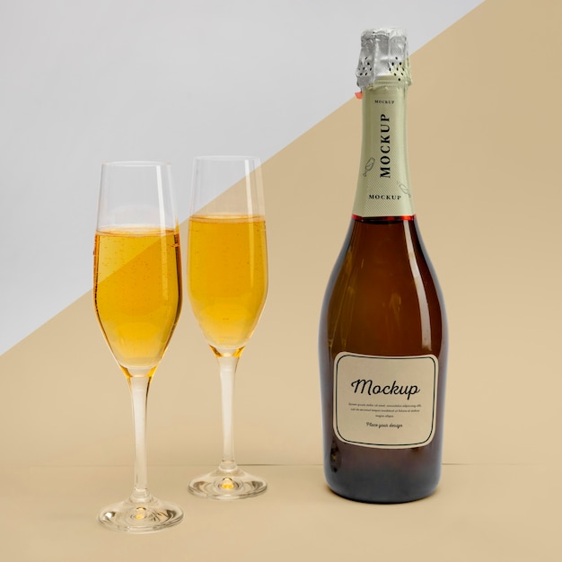 Champagne bottle with mock-up