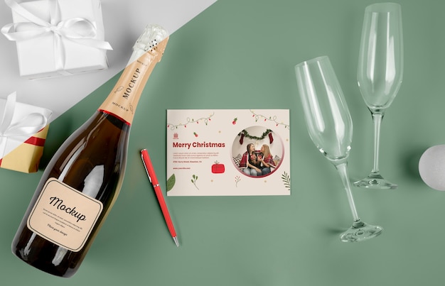 PSD champagne bottle with mock-up