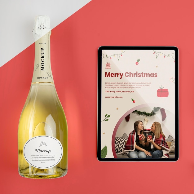 PSD champagne bottle with mock-up