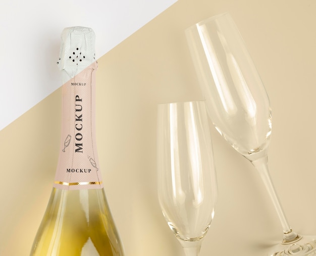 PSD champagne bottle with mock-up