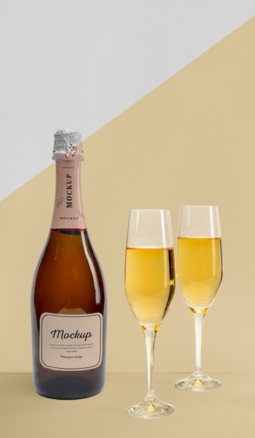 Champagne bottle with mock-up