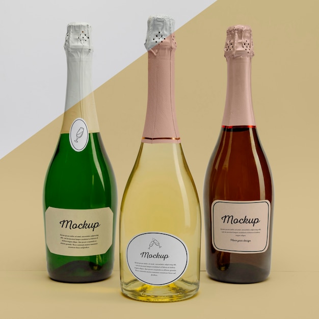 PSD champagne bottles with mock-up