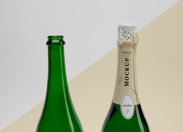 PSD champagne bottles with mock-up