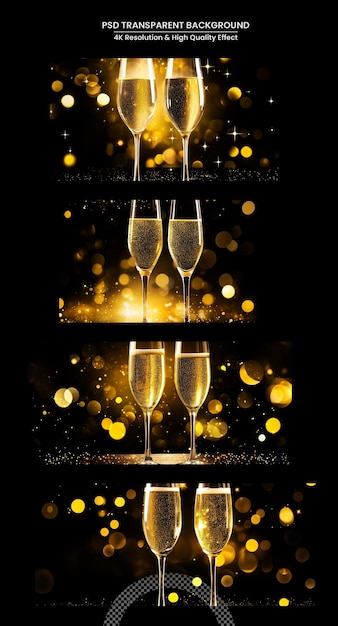 PSD champagne celebration drink wine on transparent background