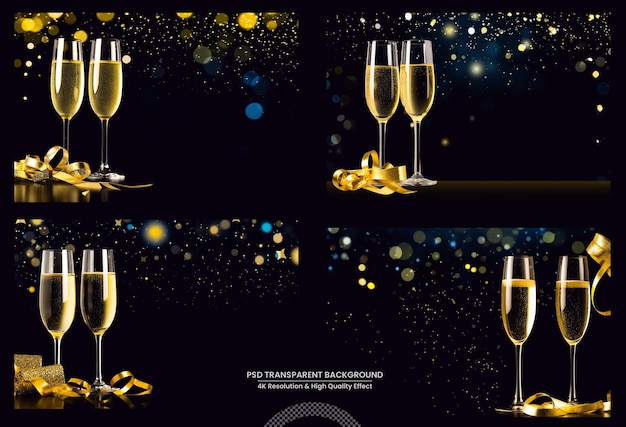 PSD champagne celebration drink wine on transparent background