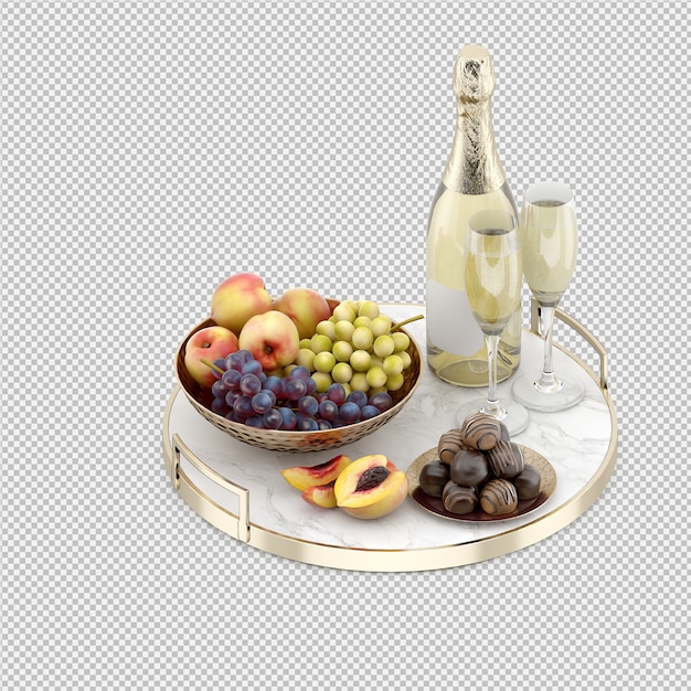 Champagne met fruit en snoep