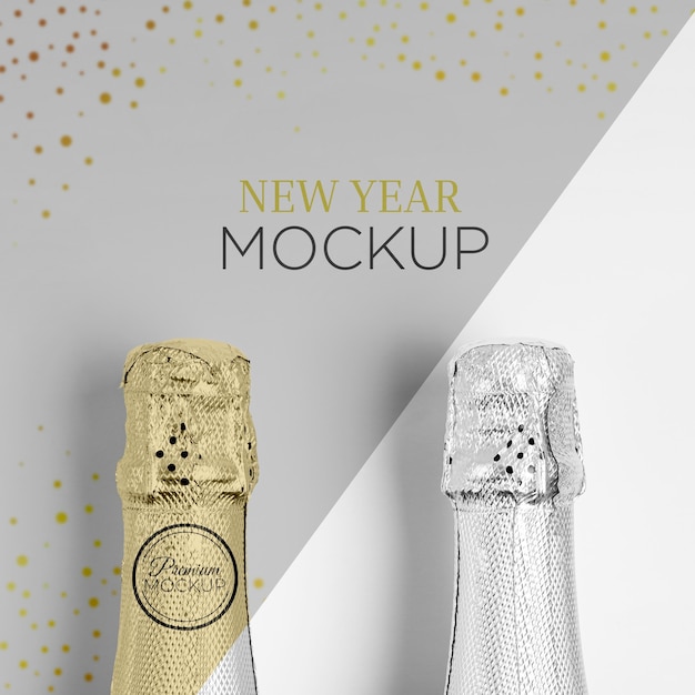 PSD mock-up di bottiglie con collo di champagne