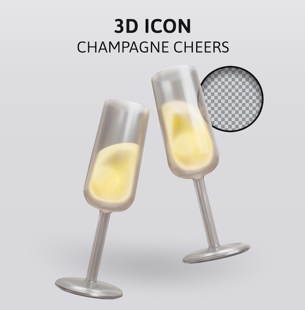 PSD champagne proost 3d-rendering illustratie